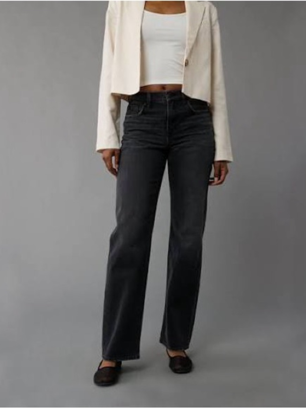 New American Eagle Outfitters Strigid Stovepipe High Rise Jeans in Black Size 2